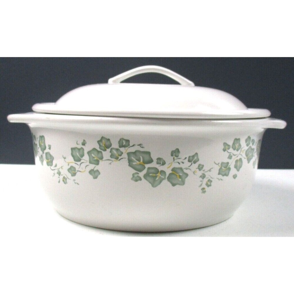 Corelle Coordinates Callaway Green Ivy Stoneware 1 1/2 Qt Round Casserole W/ Lid